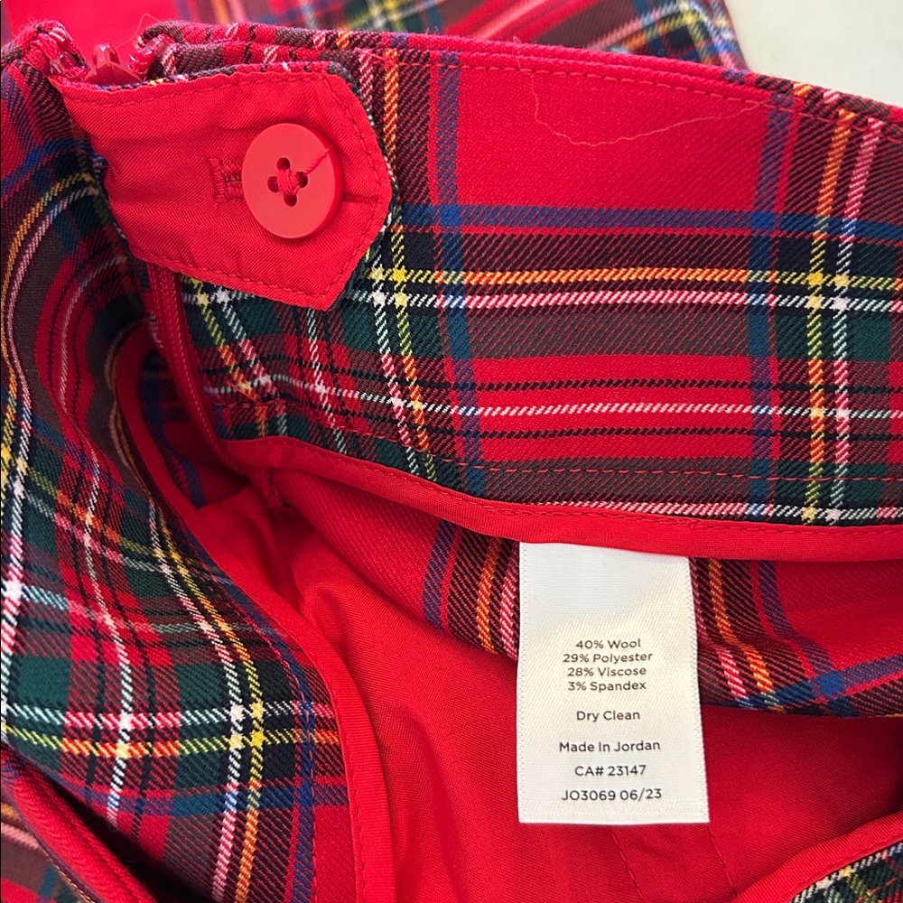 Talbots Slim Hampshire Ankle Pants Size 16 NWOT Classic Tartan Red Plaid Pattern - Picture 8 of 15